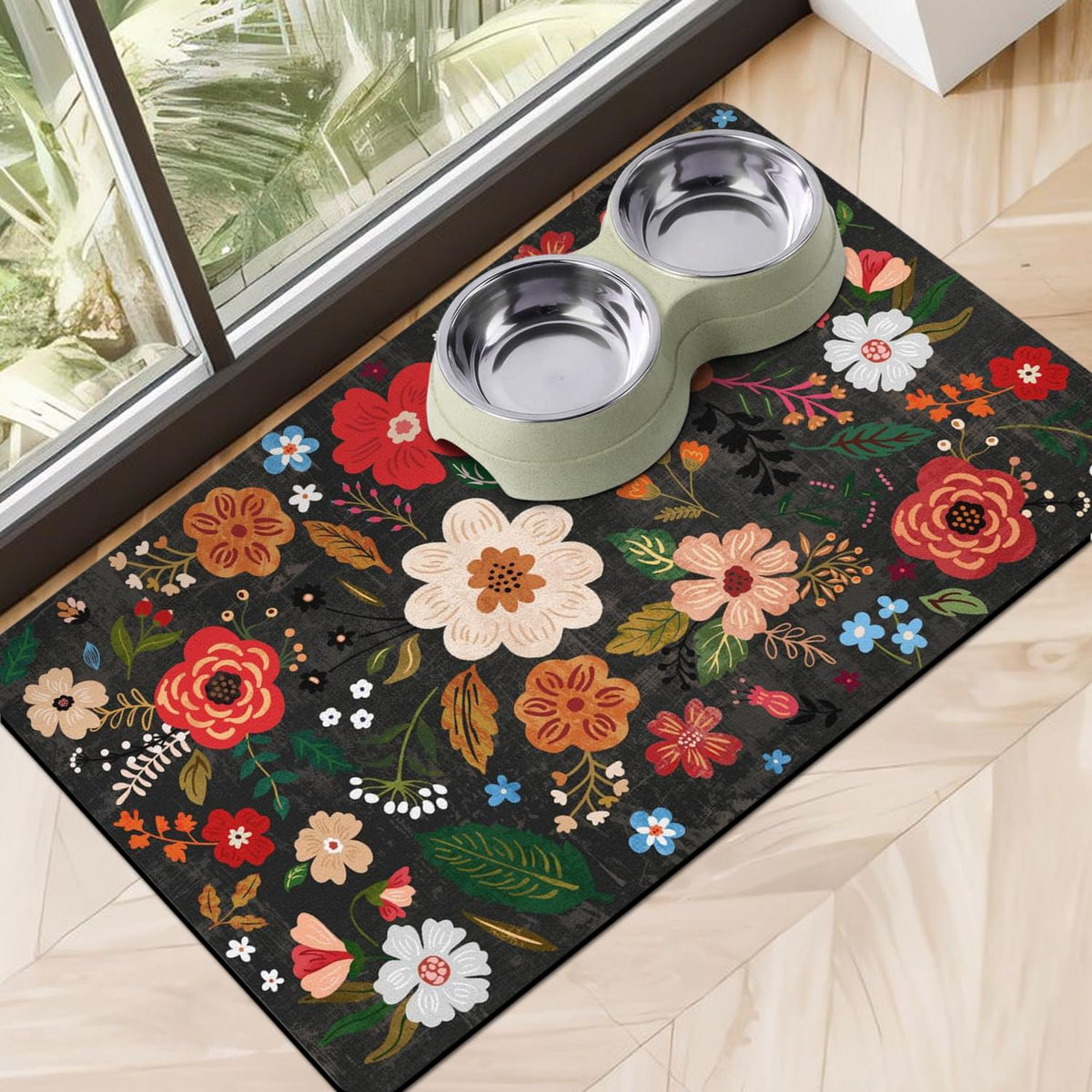Cuslnox tapis-nourriture-chien-absorbant: absorption rapide des éclaboussures sous la gamelle.