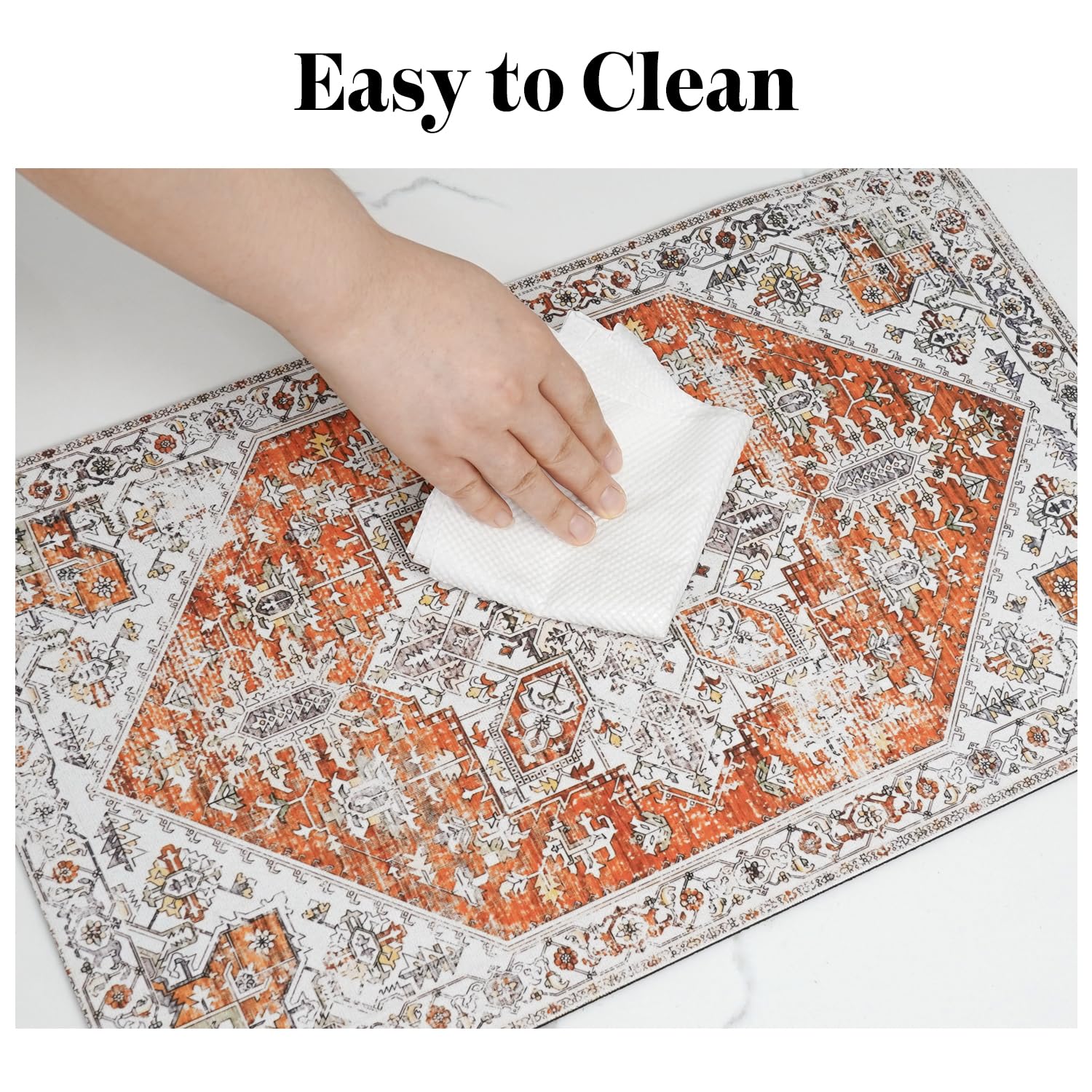 Cuslnox tapis design orange vintage: apporte couleur et style au coin repas.