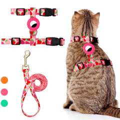 Harnais CUSOZWO fraise rose pour chat en promenade sûre.