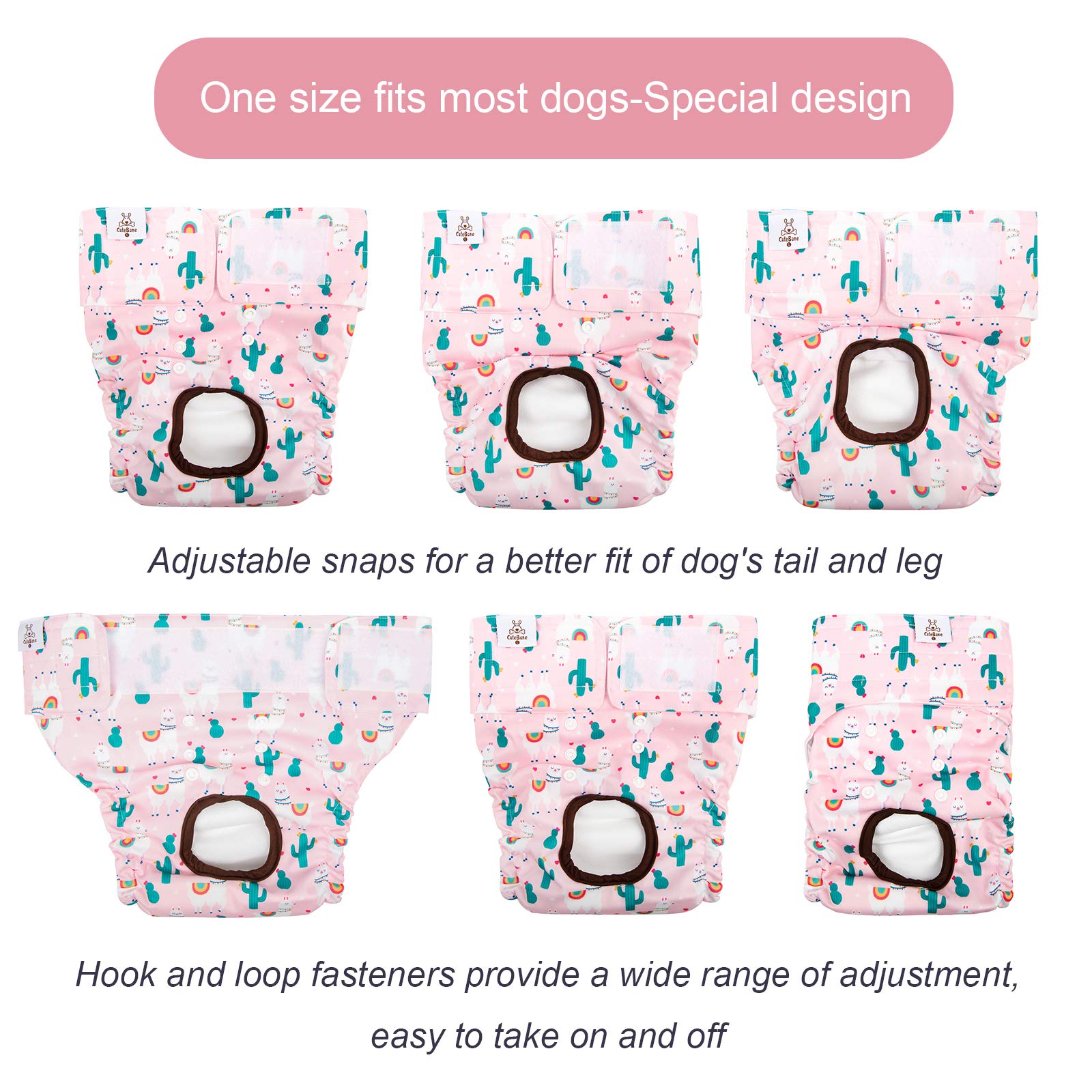 CuteBone couches-chien-femelle snaps-reglables: fermeture sûre et facile à mettre en place.