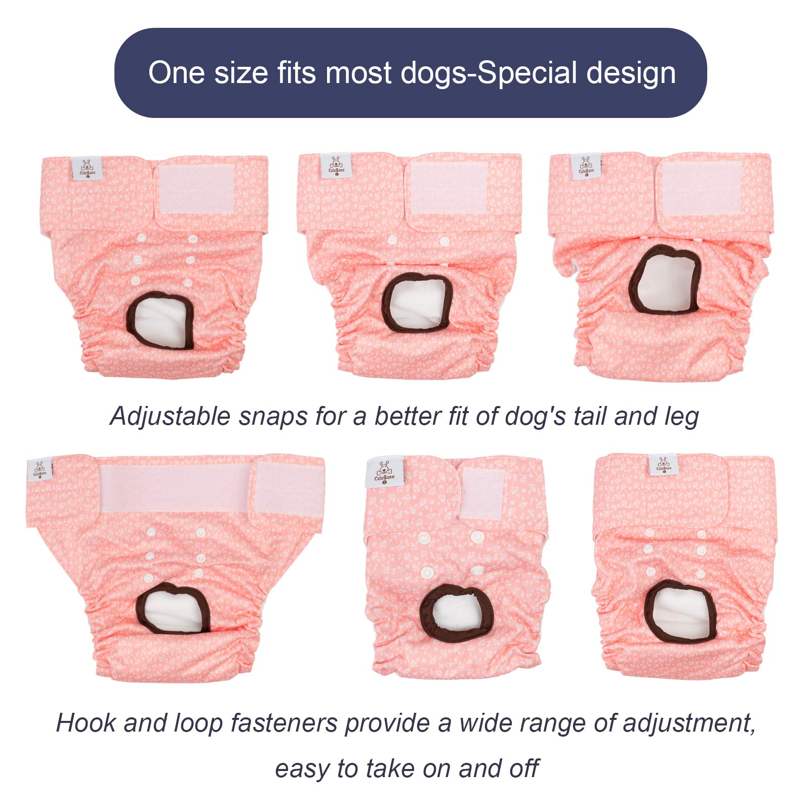 CuteBone couches pour chienne femelle – élastiques ajustables pour un maintien optimal.
