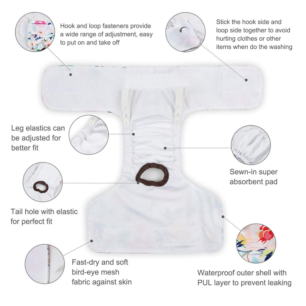 CuteBone couches pour chienne femelle – pad absorbant intégré protège sols et meubles.