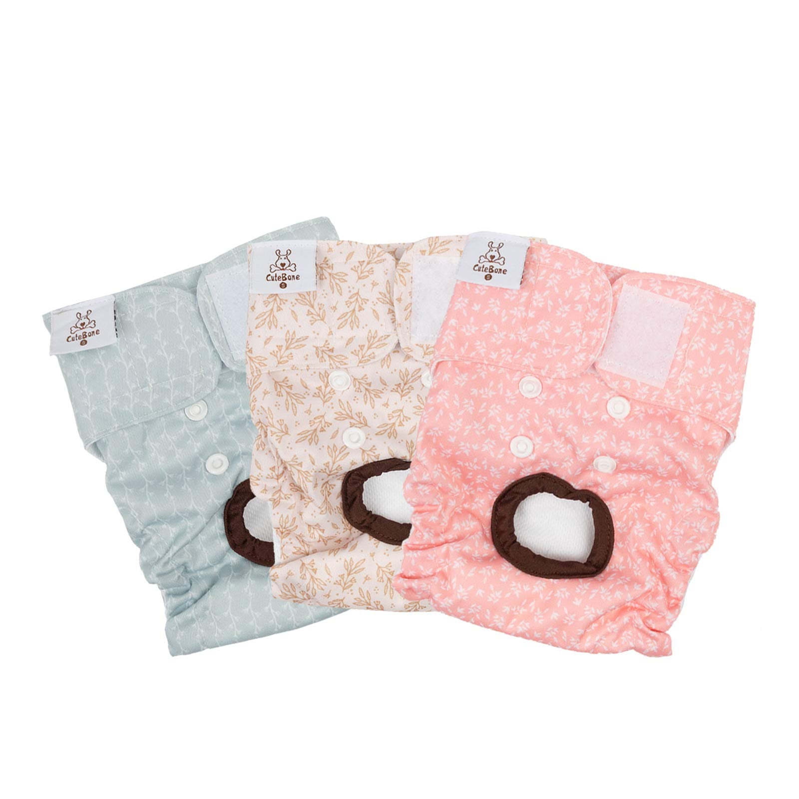 CuteBone couches pour chienne femelle – fermeture velcro pratique et ajustable pour un porté sûr.