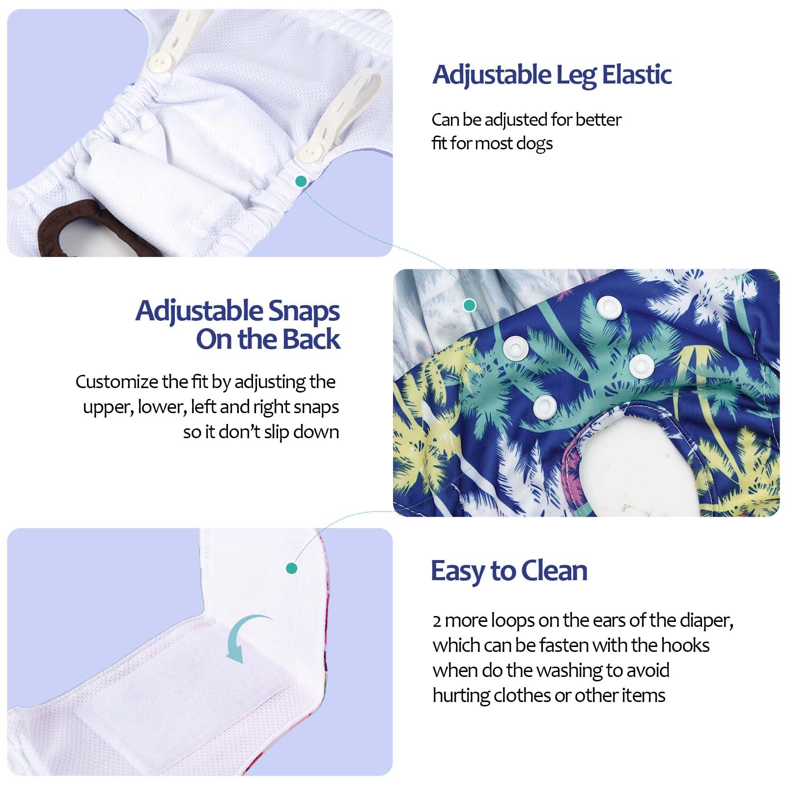CuteBone diapr-pour-chien-ajustables, ajustement personnalisé pour la plupart des tailles