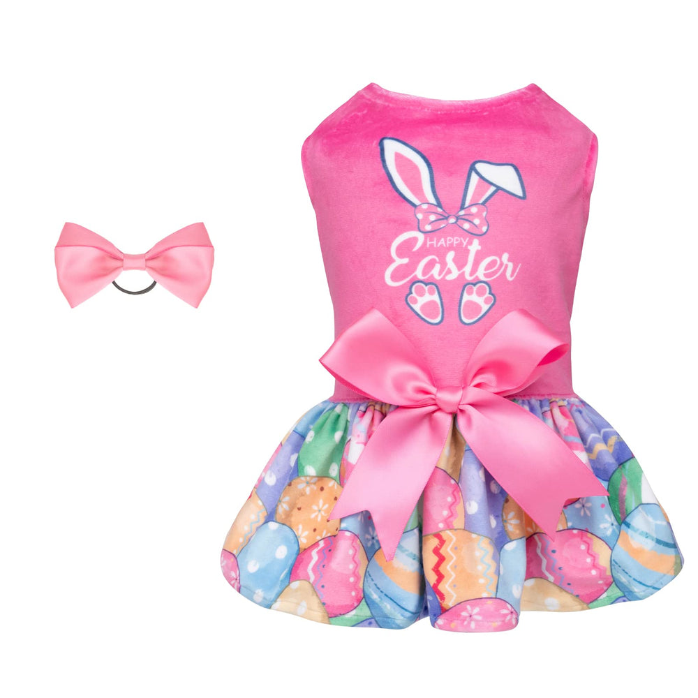 CuteBone robe velours rose pour petit chien, vue avant, allure douce et féminine.