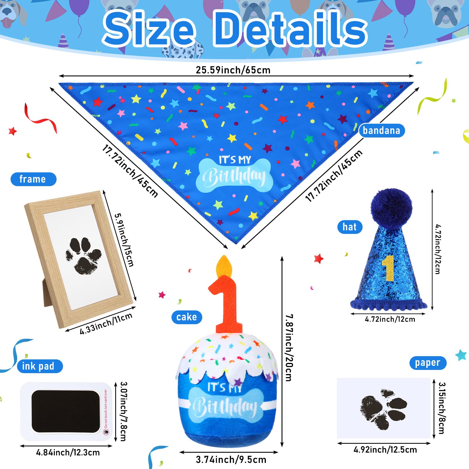 Bandana bleu Cutecrop pour chien, confort et style pendant l'anniversaire.