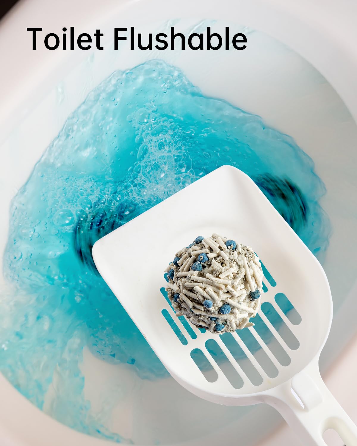 Cutepol litiere flushable – peut se rincer et se jeter dans les toilettes.