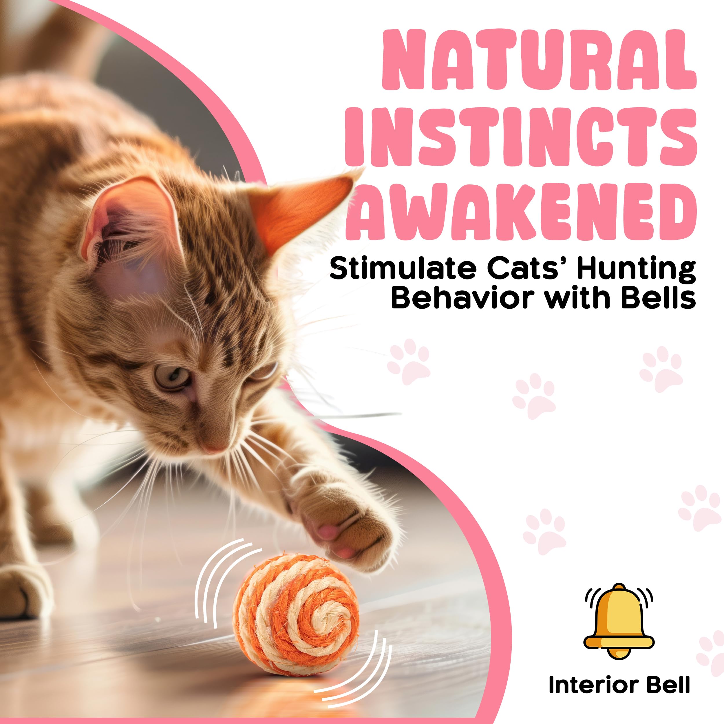 Trois balles sisal naturelles Cuties PetBox durables et sans toxines.
