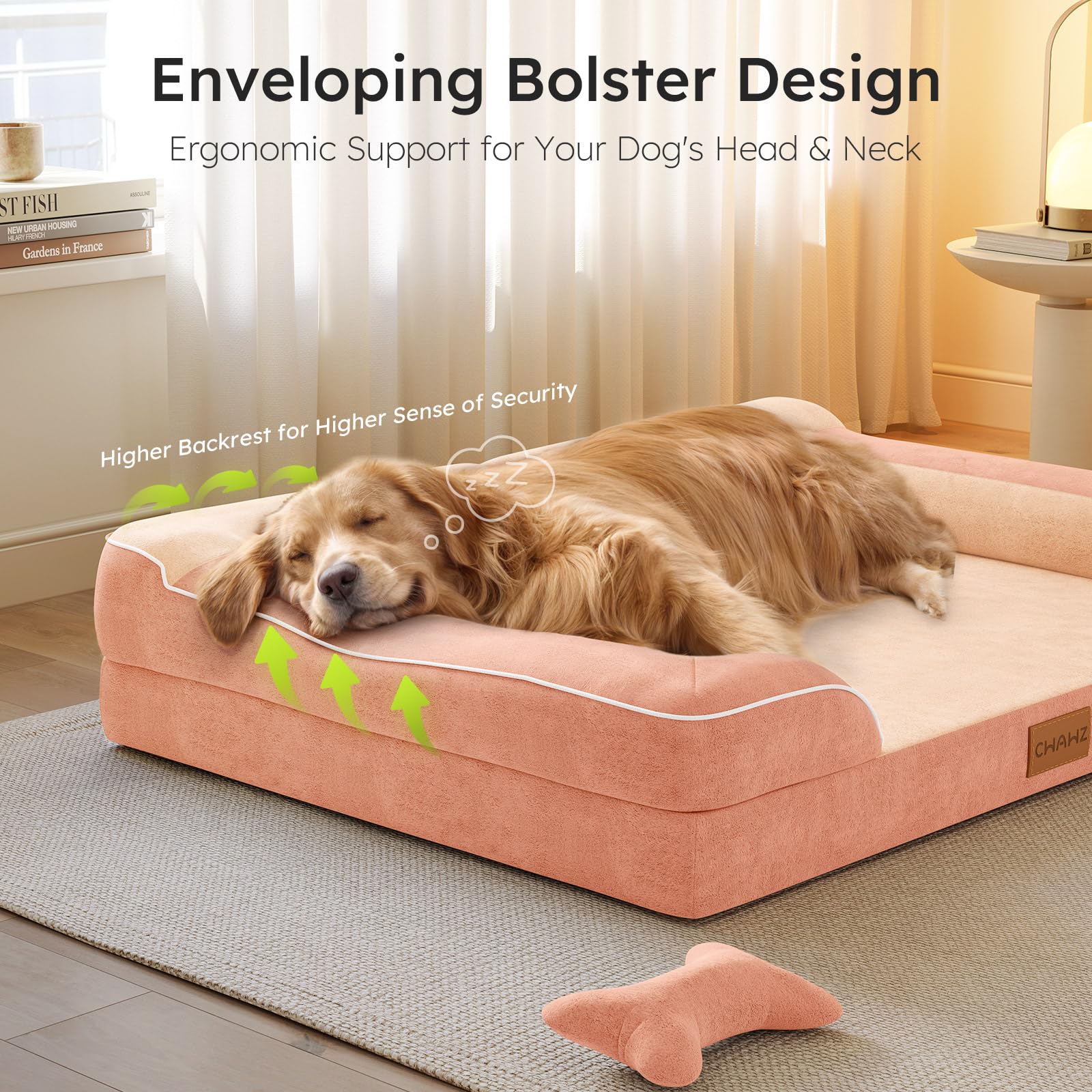 CWAWZ XXL velours Dutch pêche rose, toucher doux et cosy pour chiens anxieux.