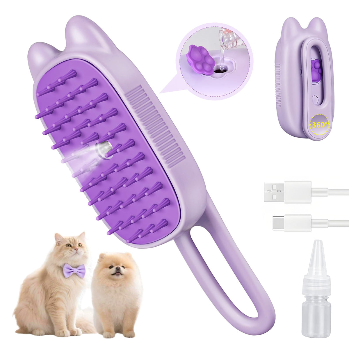 CXCHKK Brosse Vapeur Chat 3-en-1 : nettoie, démêle et masse en douceur.
