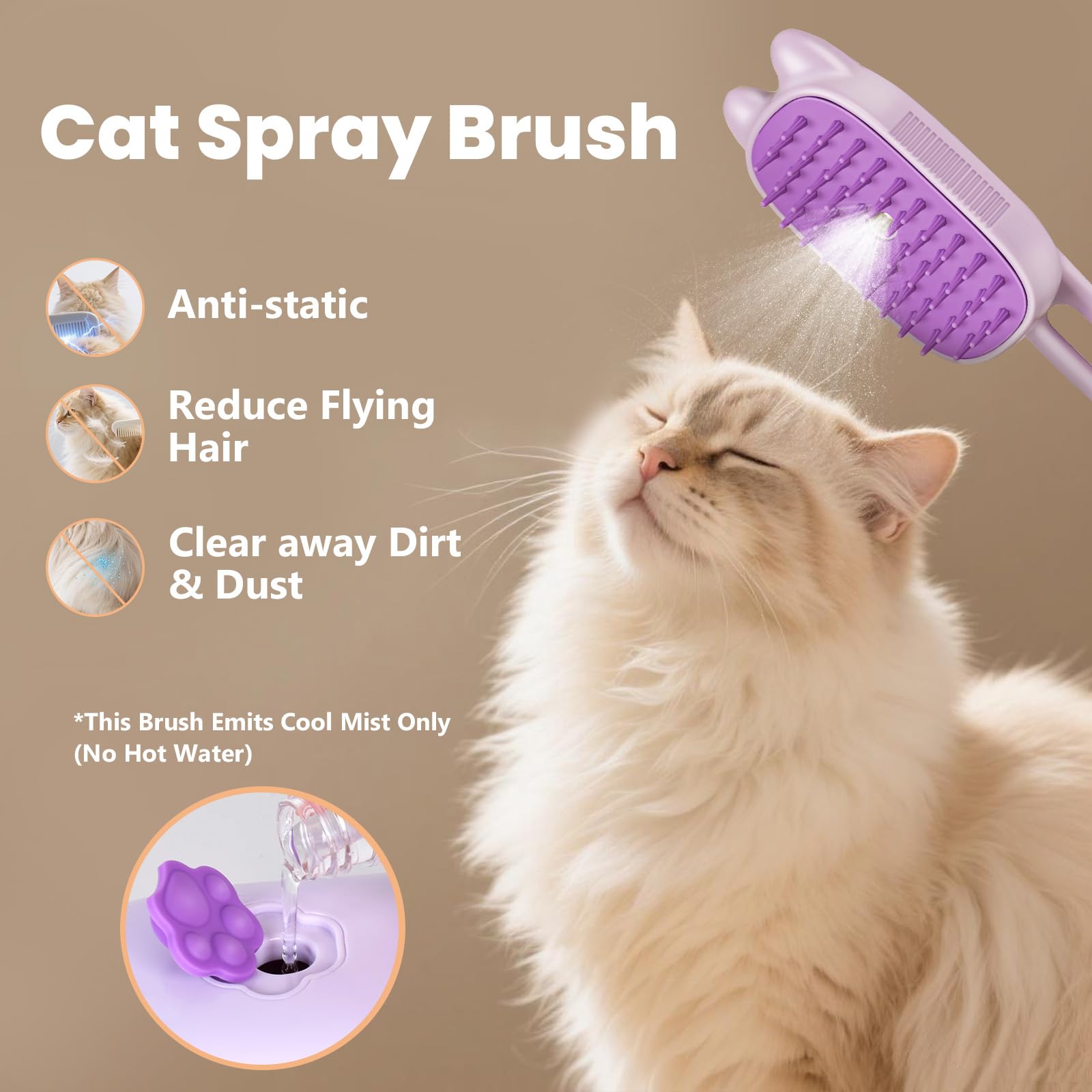 CXCHKK Brosse Vapeur Chat Brume Fine pour hydrater légèrement le pelage.
