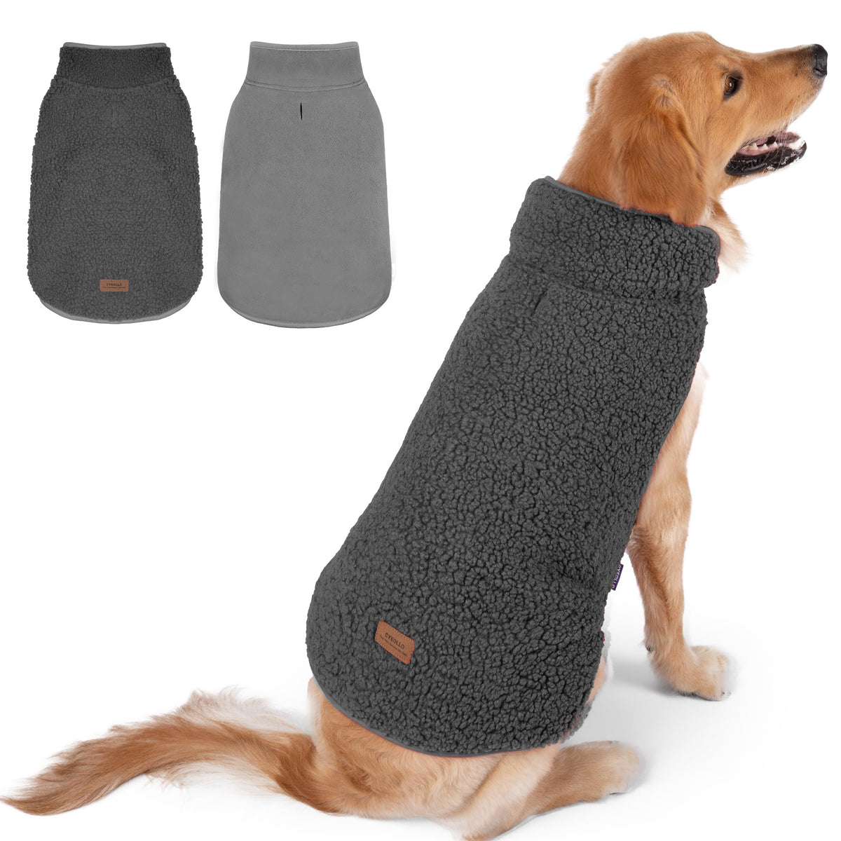 Manteau chien cyeollo 3xl en sherpa doux, chaleur réconfortante pour les promenades hivernales.