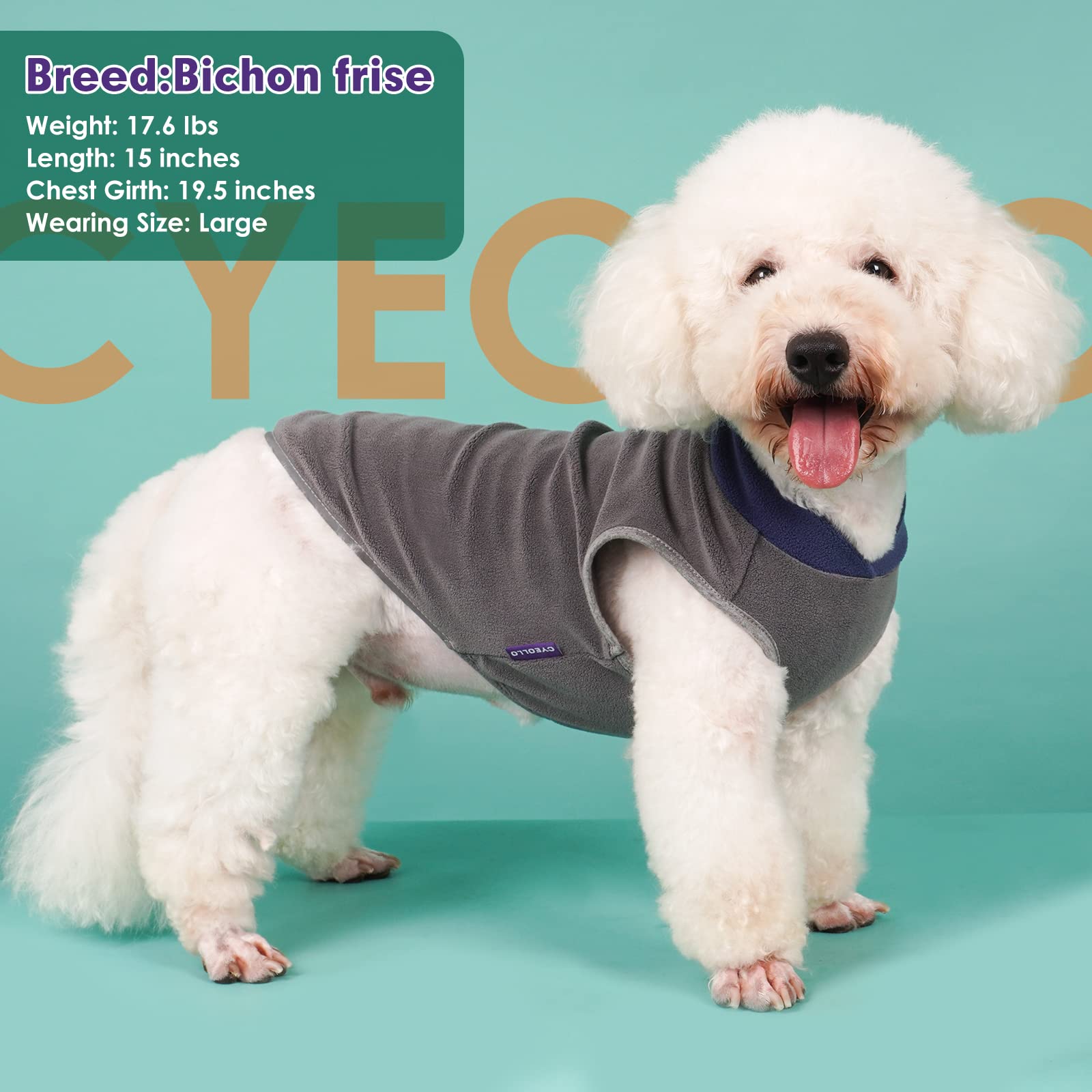 Polaire douce Cyeollo pour chien, chaleur légère et agréable.