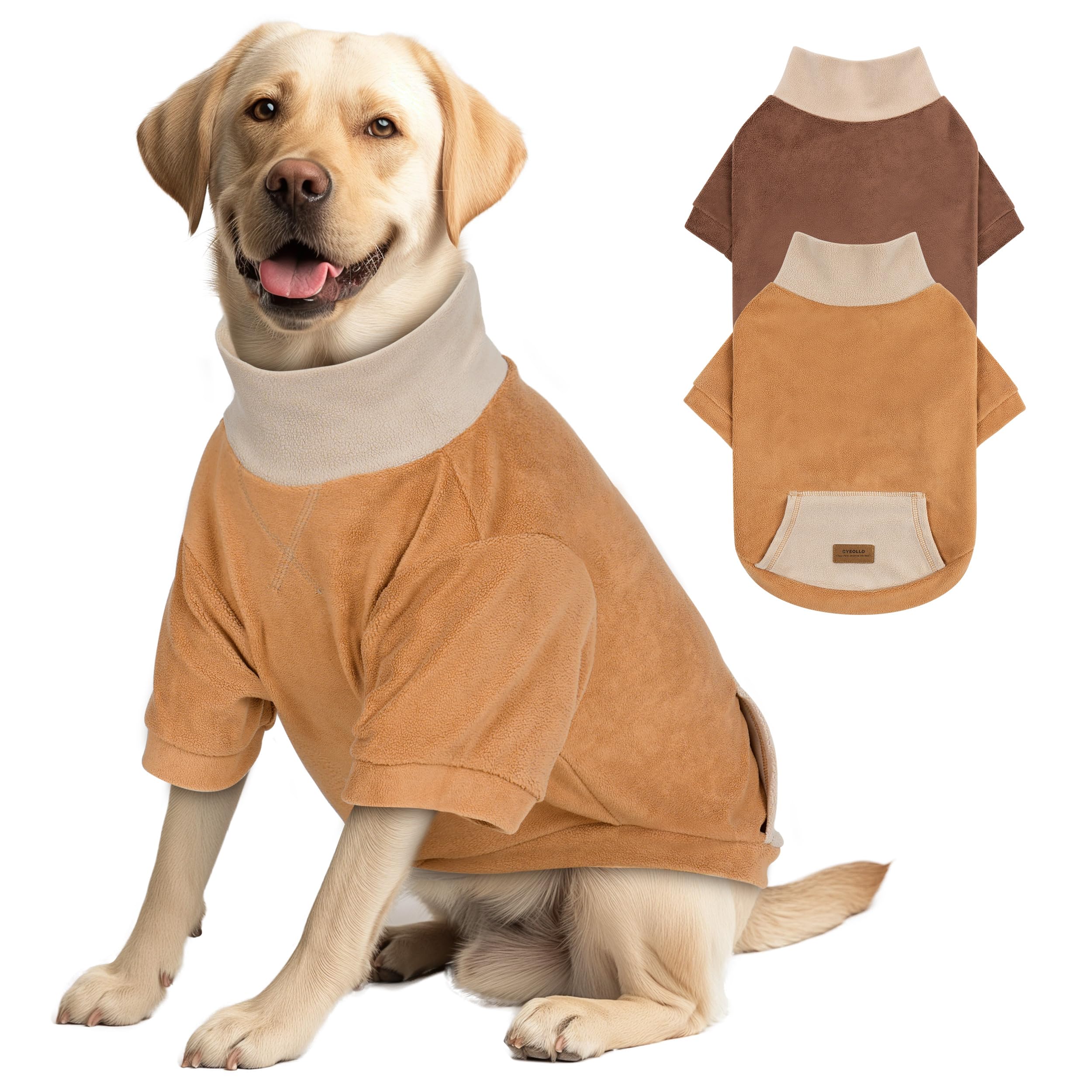 Pull chien cyeollo 3xl kaki vue avant chaleur confortable.