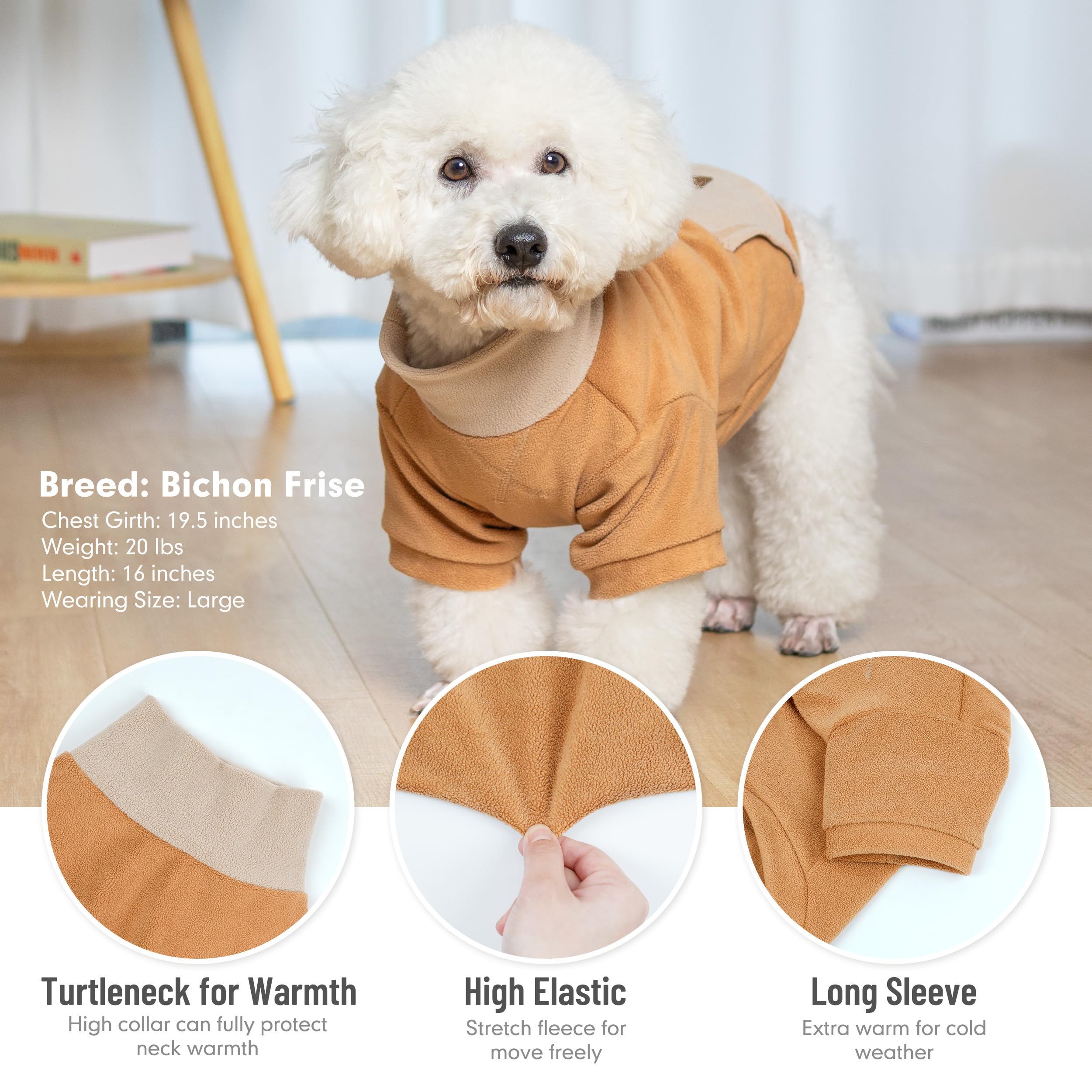 Pull chien cyeollo 3xl marron vue avant douceur et liberté.