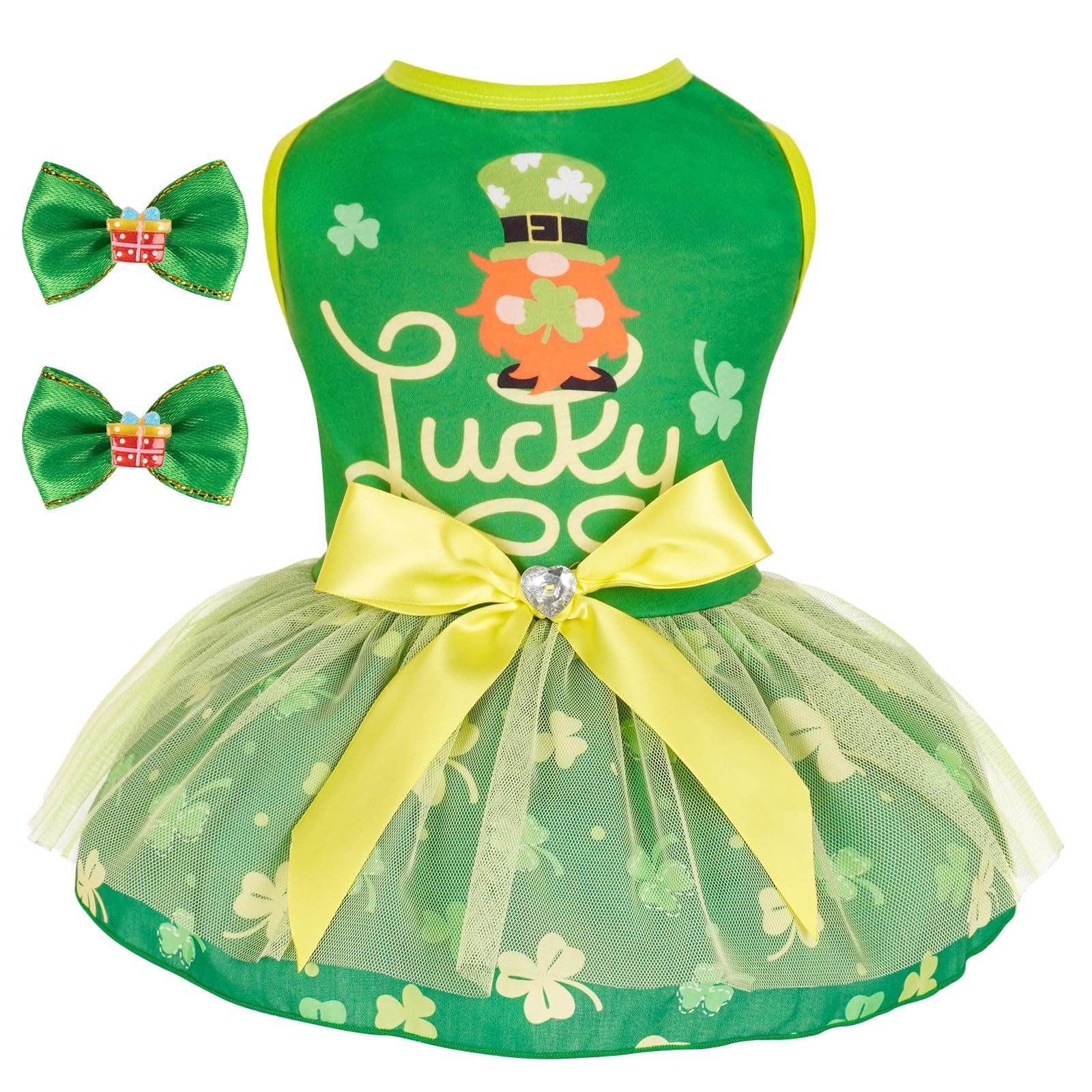 Robe Cyeollo Saint-Patrick pour chien vert et doux, idéale pour sorties