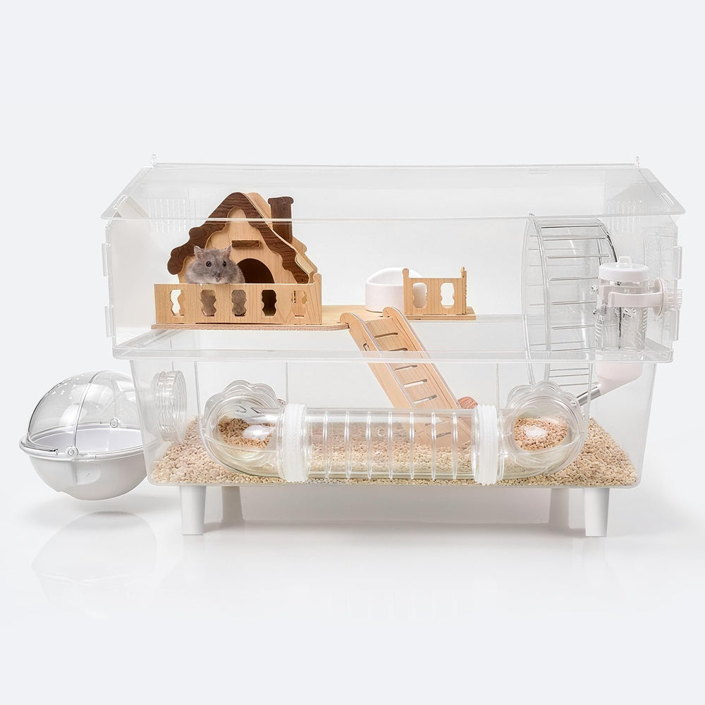 Cyirexylcc cage hamster acrylique claire – vue dégagée et observation facile.