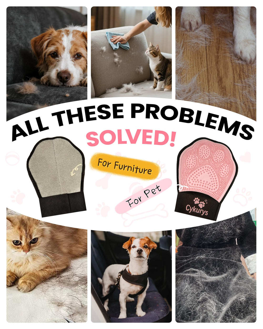 Brosse silicone Cykurys pour toiletter votre animal en douceur