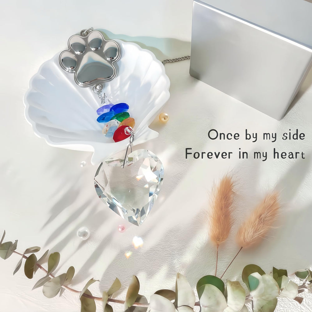 Cynlsum ornement mémoire cristal arc-en-ciel patte: symbole tendre pour honorer votre animal.
