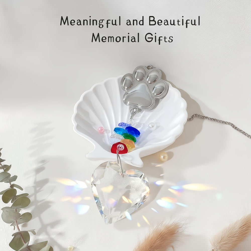 Cynlsum pendentif cristal arc-en-ciel cœur patte chat: rappel doux du compagnon félin.
