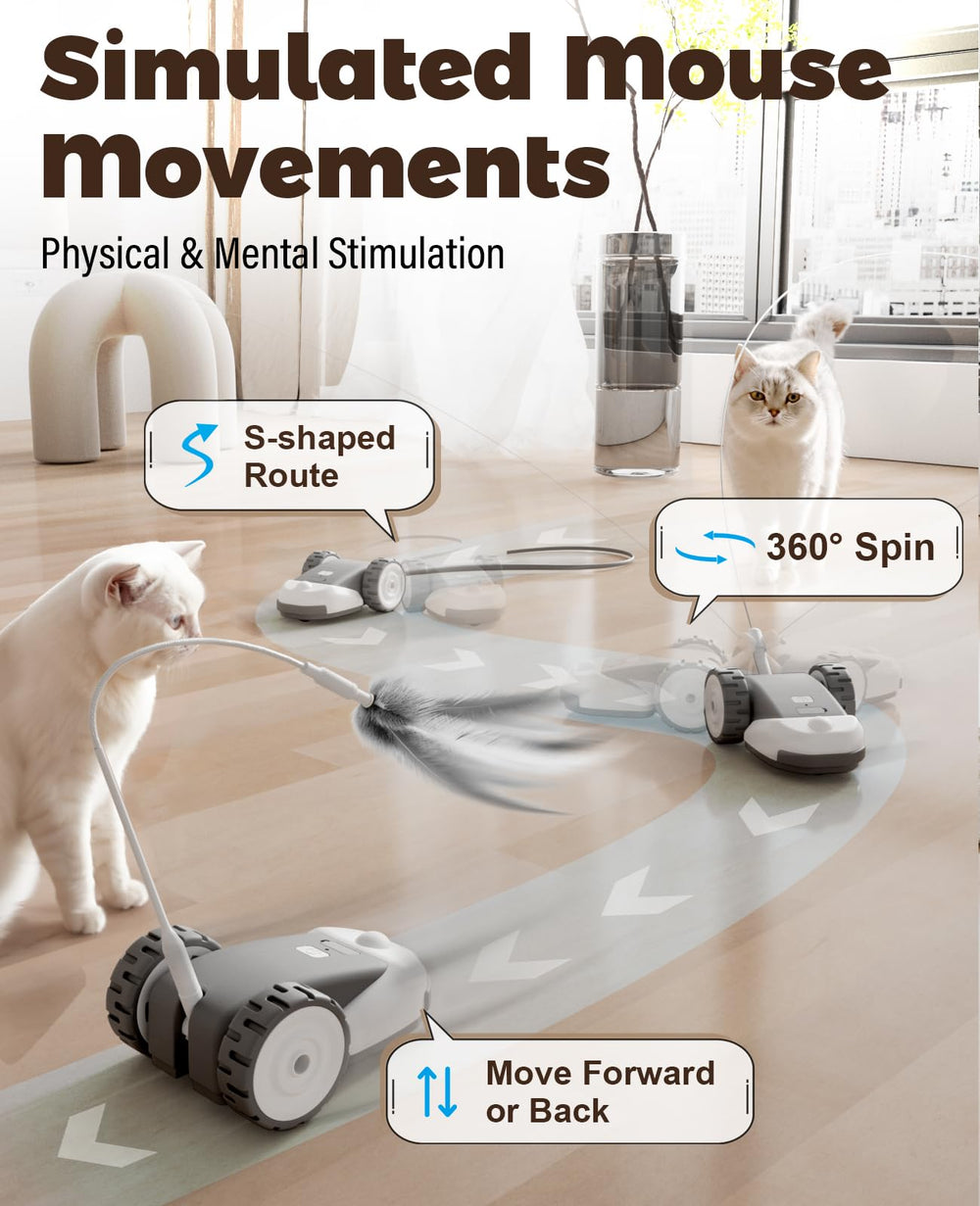 CYROS 3-en-1 rubans satin, mouvement interactif pour chats actifs.