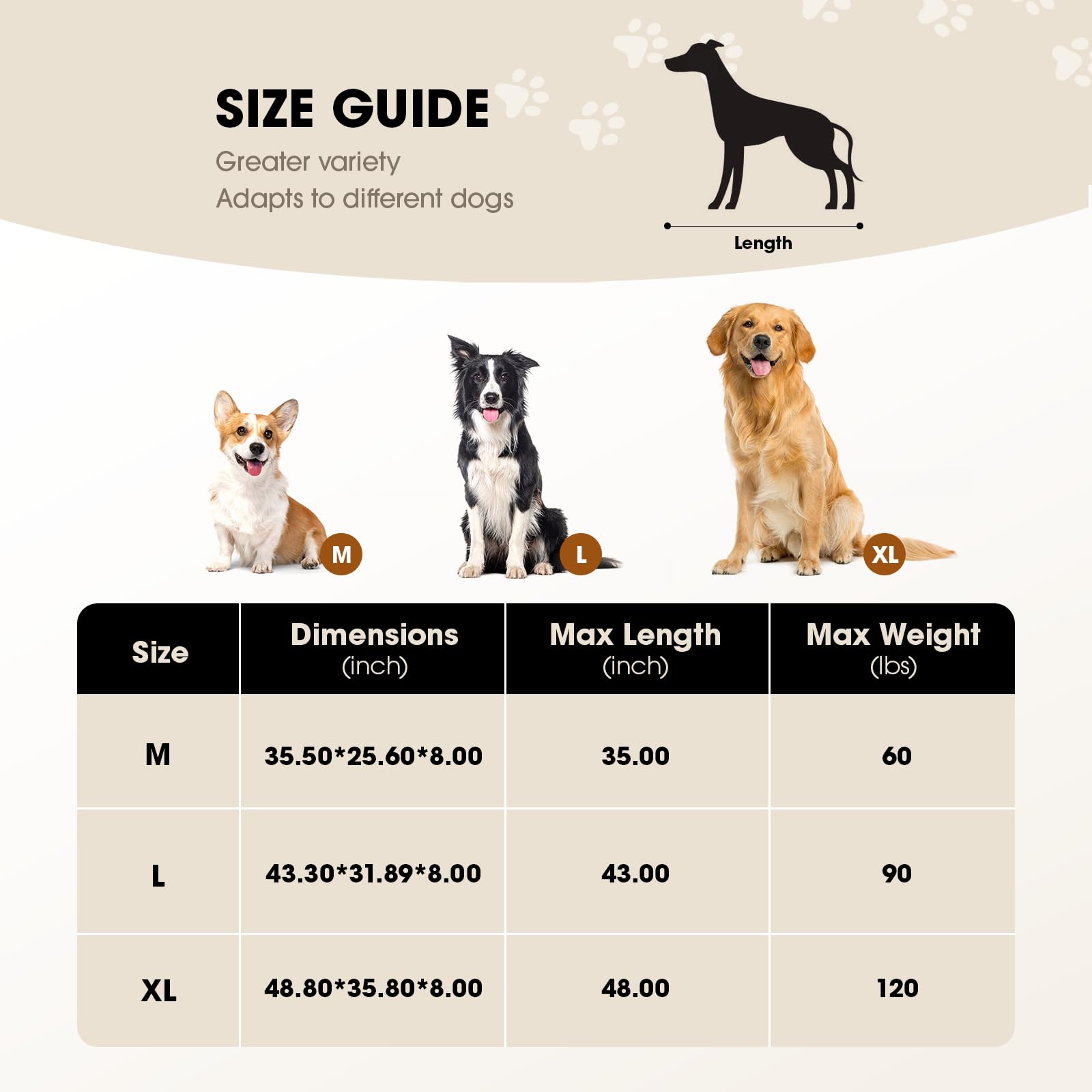 Czpalo grand lit chien eleve: espace généreux pour grands chiens.