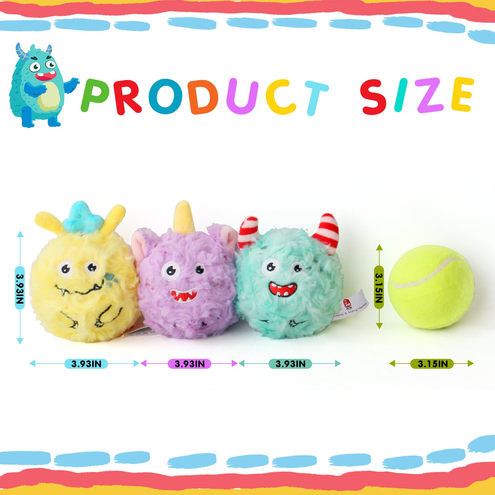 Balle-monstre otarie D KING, peluche douce et jouet sonore.