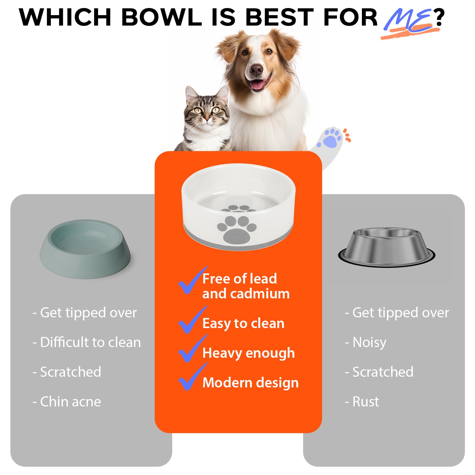 Bol Dahaiwua blanc et élégant, pour chiens pesant jusqu'à environ 9 kg.