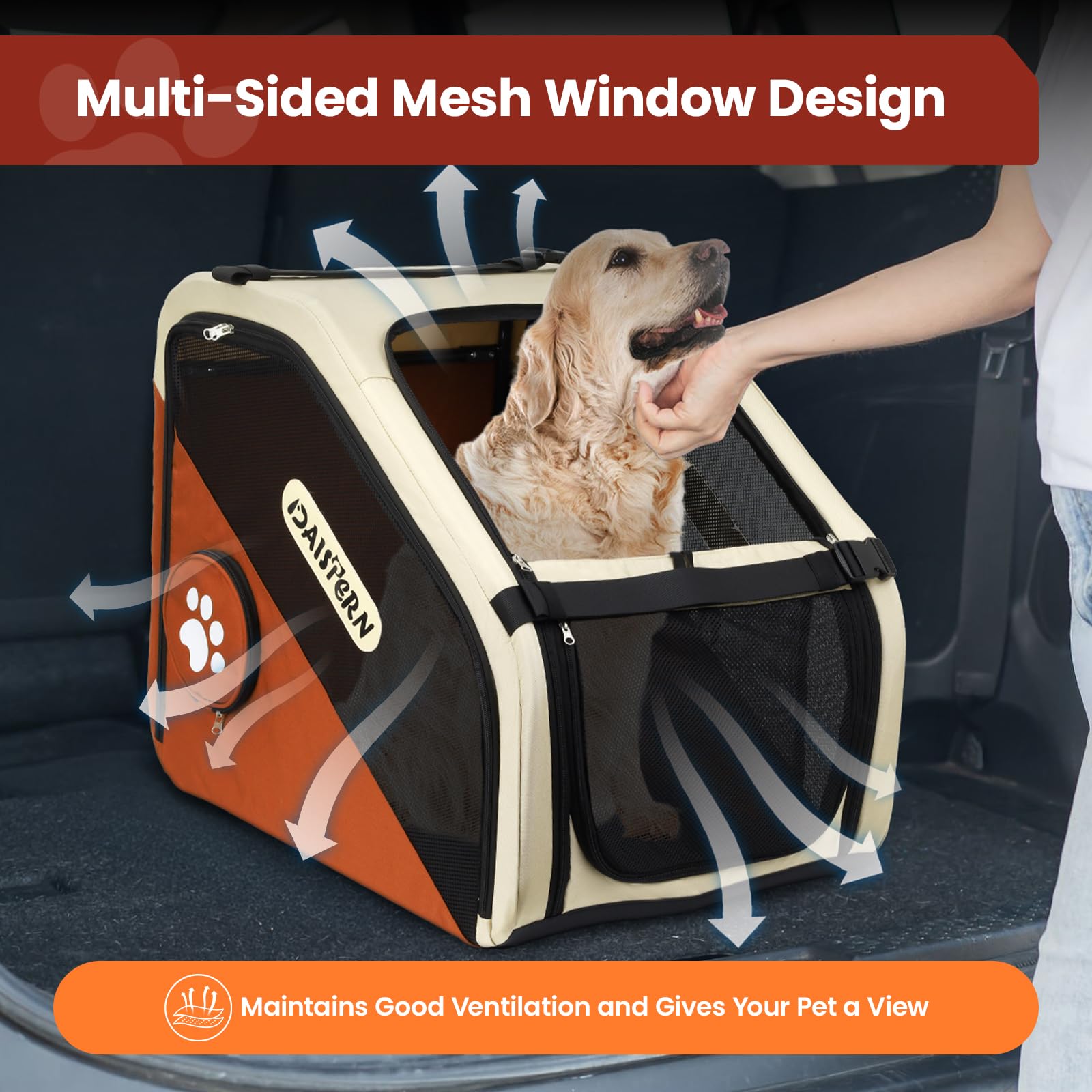 DAISTERN cage-chien pliante: fenêtre de confort zippée pour rassurer sans ouvrir