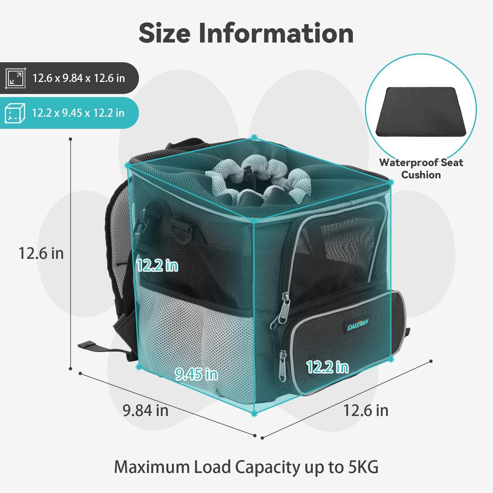 DAISTERN Panier-chien-velo-petit-ventilation: flux d'air optimal pour le confort.