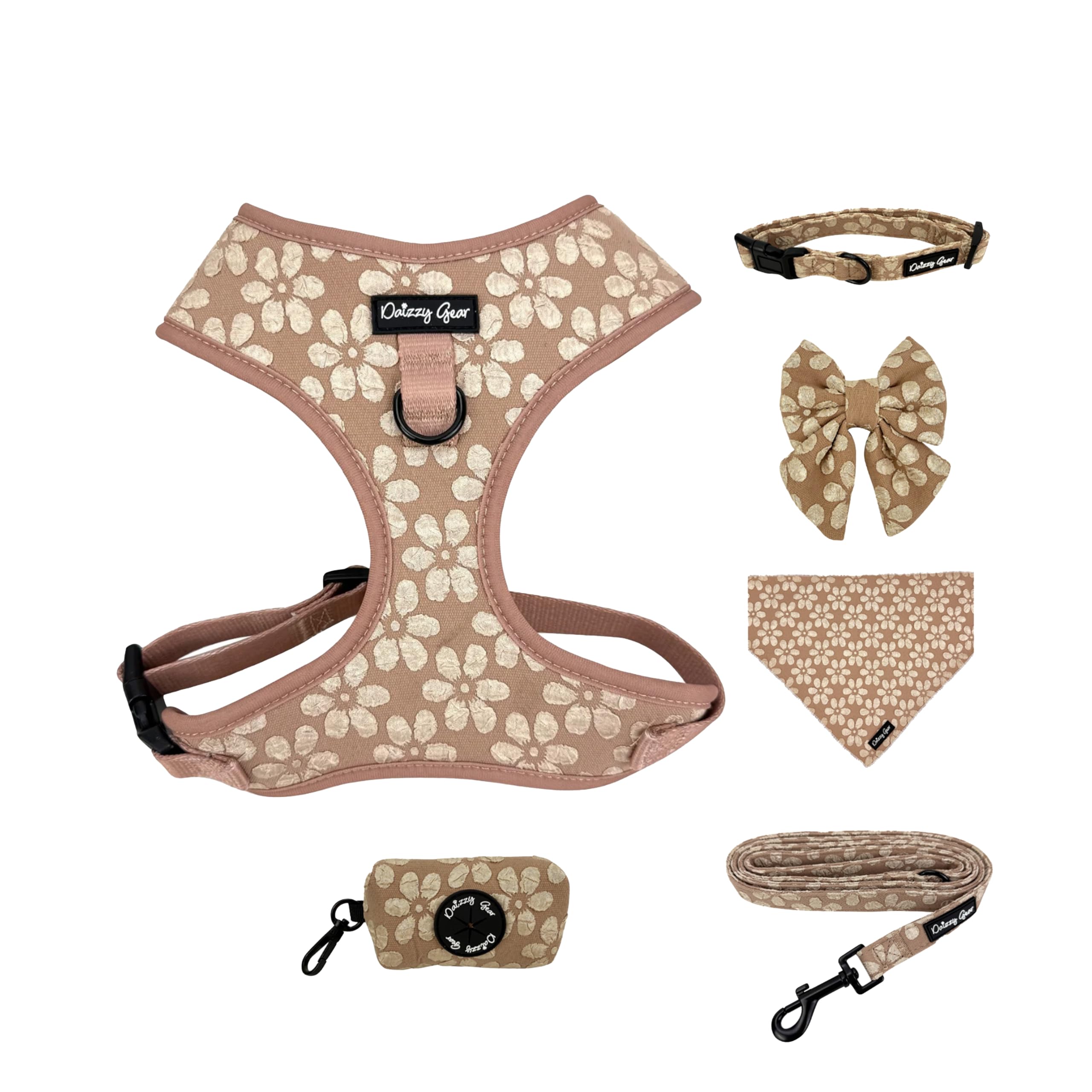Harnais Daizzy Gear pour chien grand en Cocoa Bloom, confort et sécurité lors des balades.