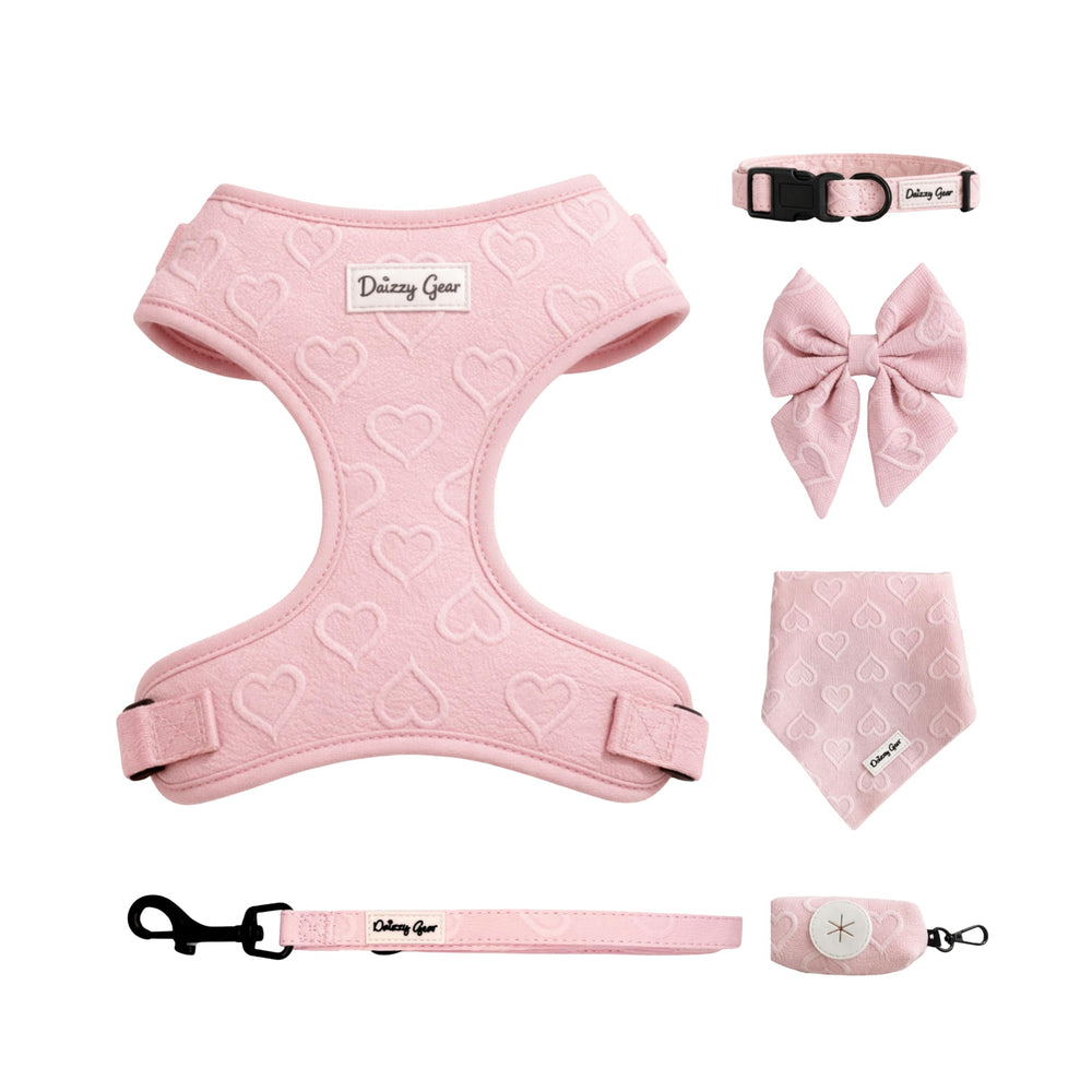 Daizzy Gear harnais moyen pour chien avec cœur jacquard et confort respirant.