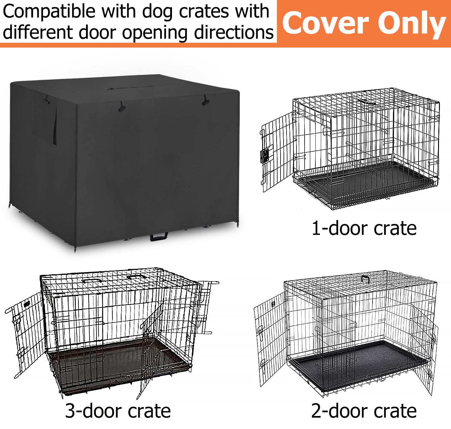 Dalema housse cage chien 42pouces, base et sangles, maintien sûr sur la cage.