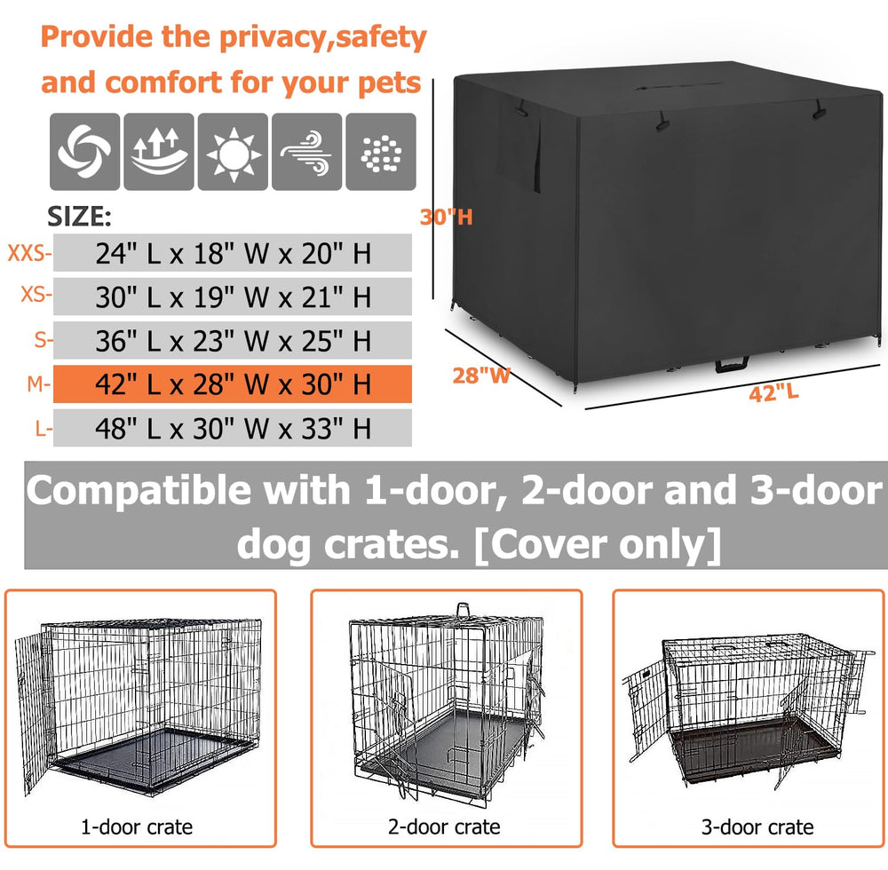 Dalema housse cage chien 42pouces, vue dos, fixation rapide et stabilité.