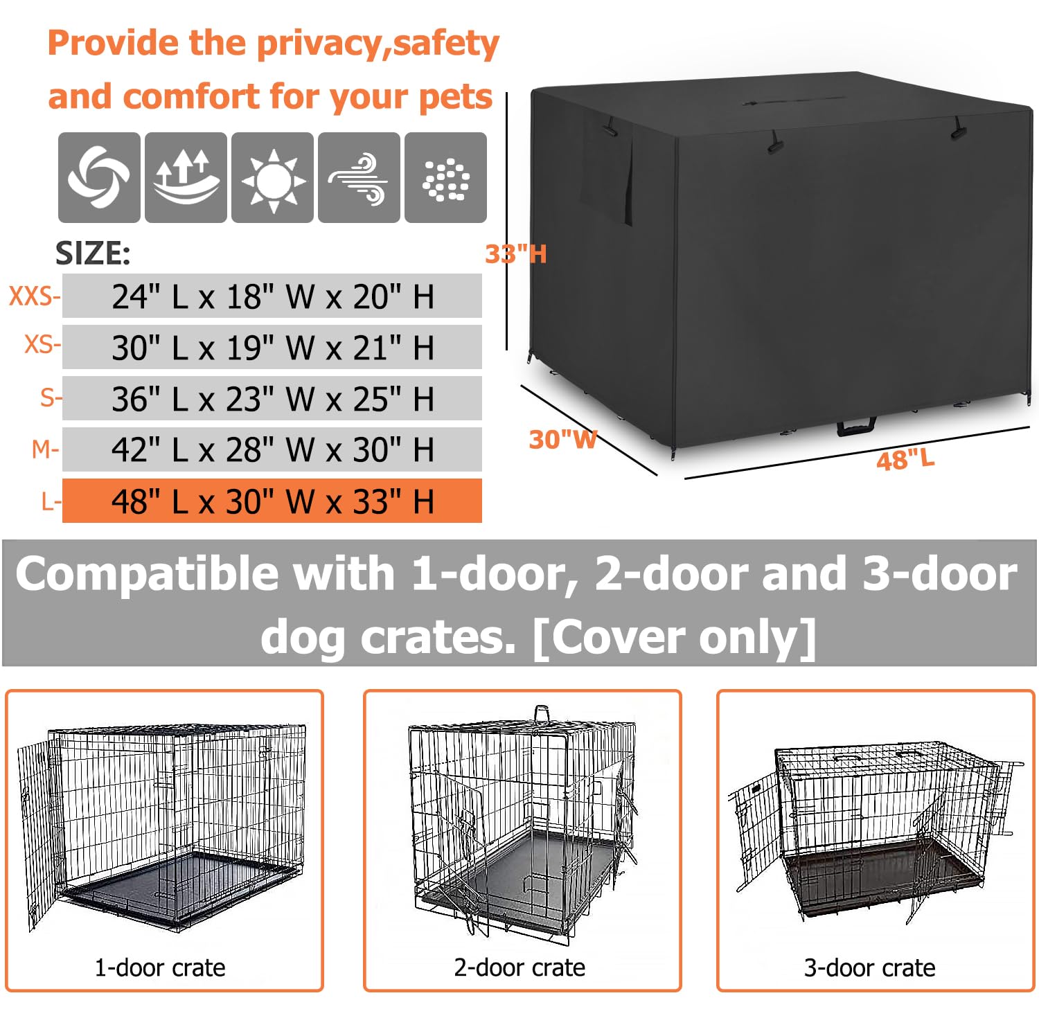 Dalema tissu 600D imperméable protège la cage et résiste aux intempéries.