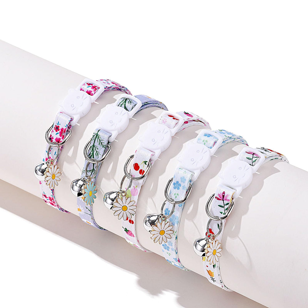 Daloo collier chat fleurs marguerite violet, couleur chic pour balades.