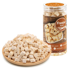 Dancing Tail cubes poulet lyophilisés – friandise savoureuse pour chiens et chats.