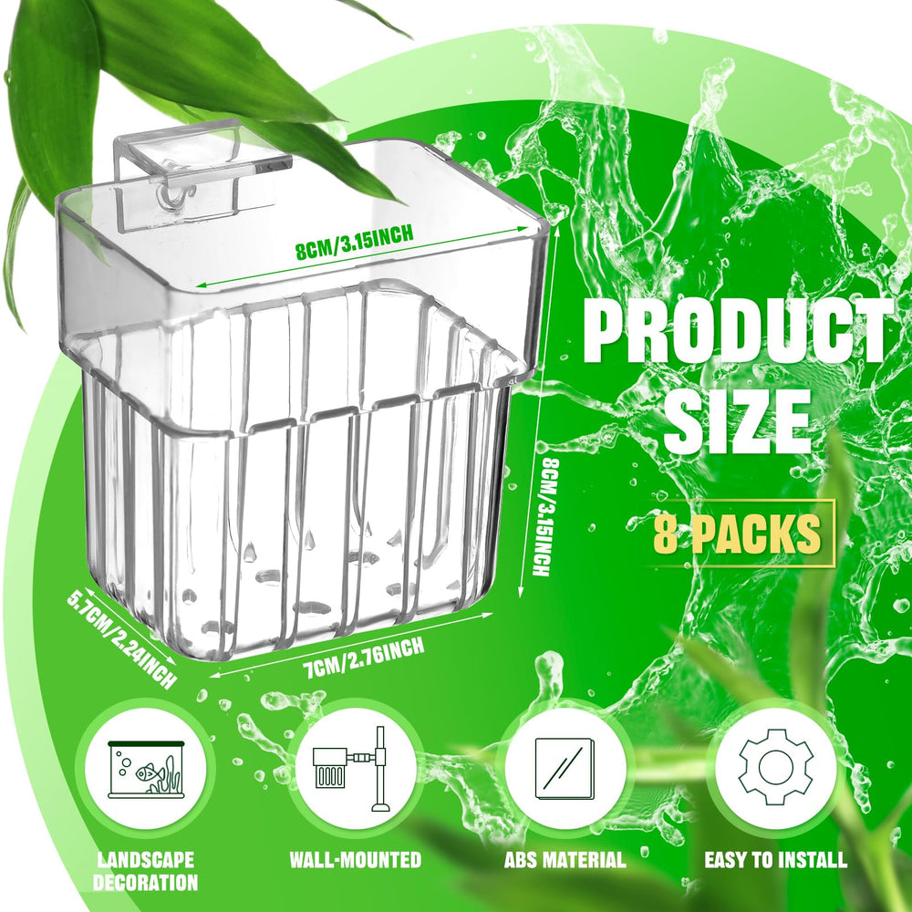 Ensemble de 8 porte-plantes aquarium transparents par Dandat, kit pratique pour organiser vos plantes aquatiques.