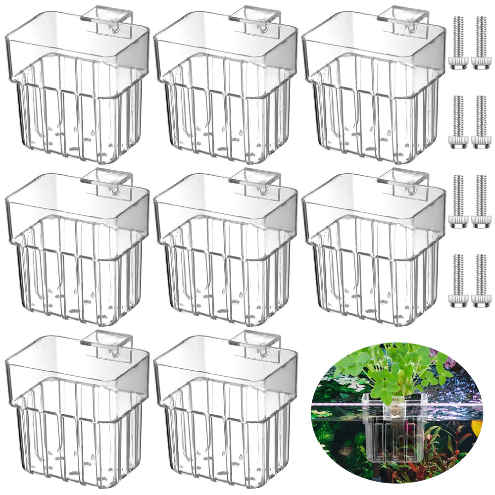 Porte-plante aquarium transparent de Dandat, suspendue, idéal pour présenter plantes aquatiques sans encombrement.