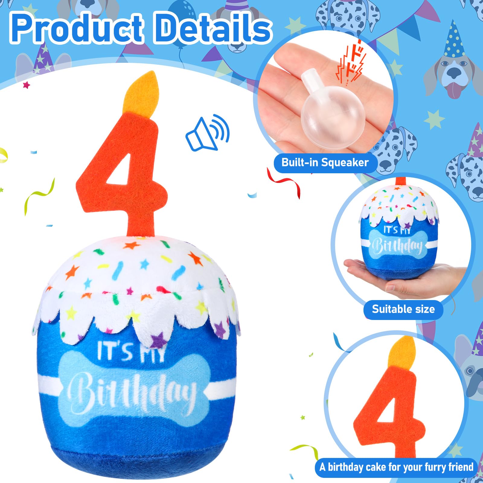 Dansydaisy doudou-peluche-chien 4e-anniversaire pour câlins et jeu.