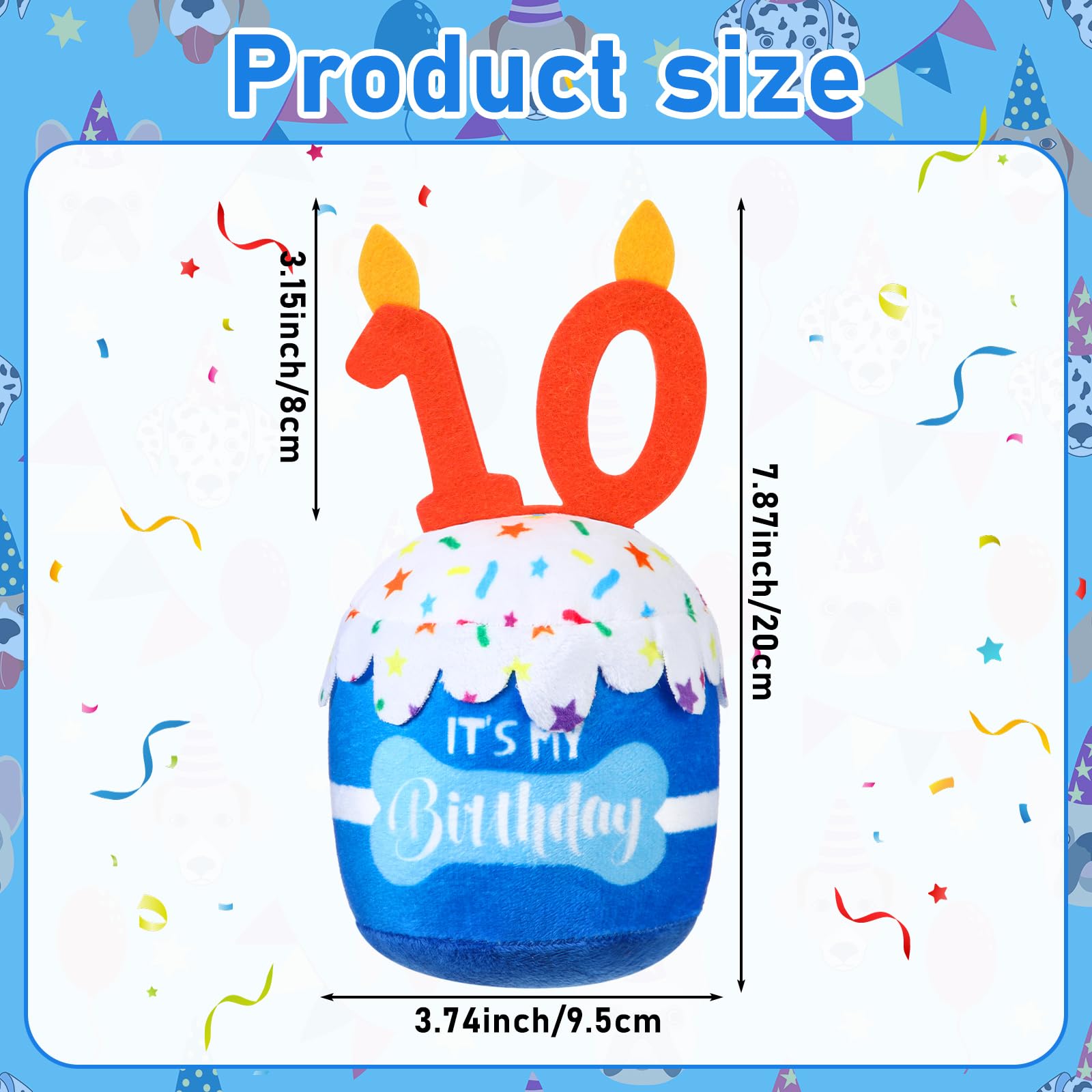 Design 10e anniversaire Dansydaisy bleu, motif festif pour chien.