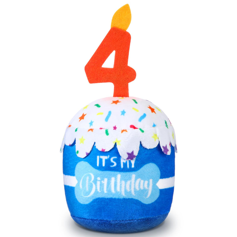 Dansydaisy gâteau-anniversaire-chien bleu, jouet sifflement pour fête et photos.