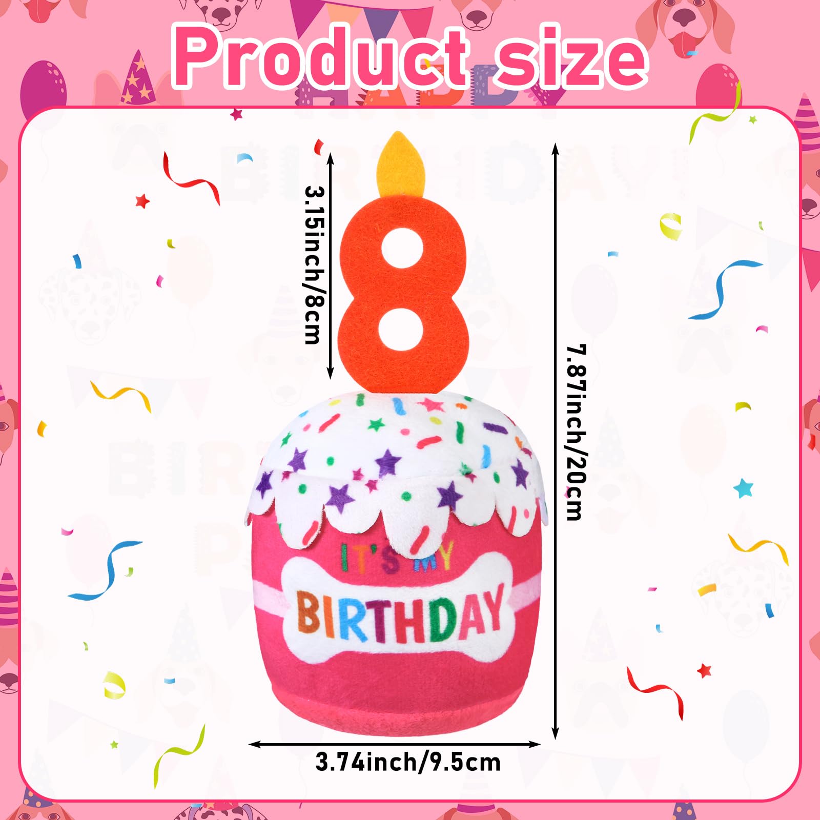 Dansydaisy gâteau anniversaire chien rose côté, compatible avec diverses tailles de chiens.