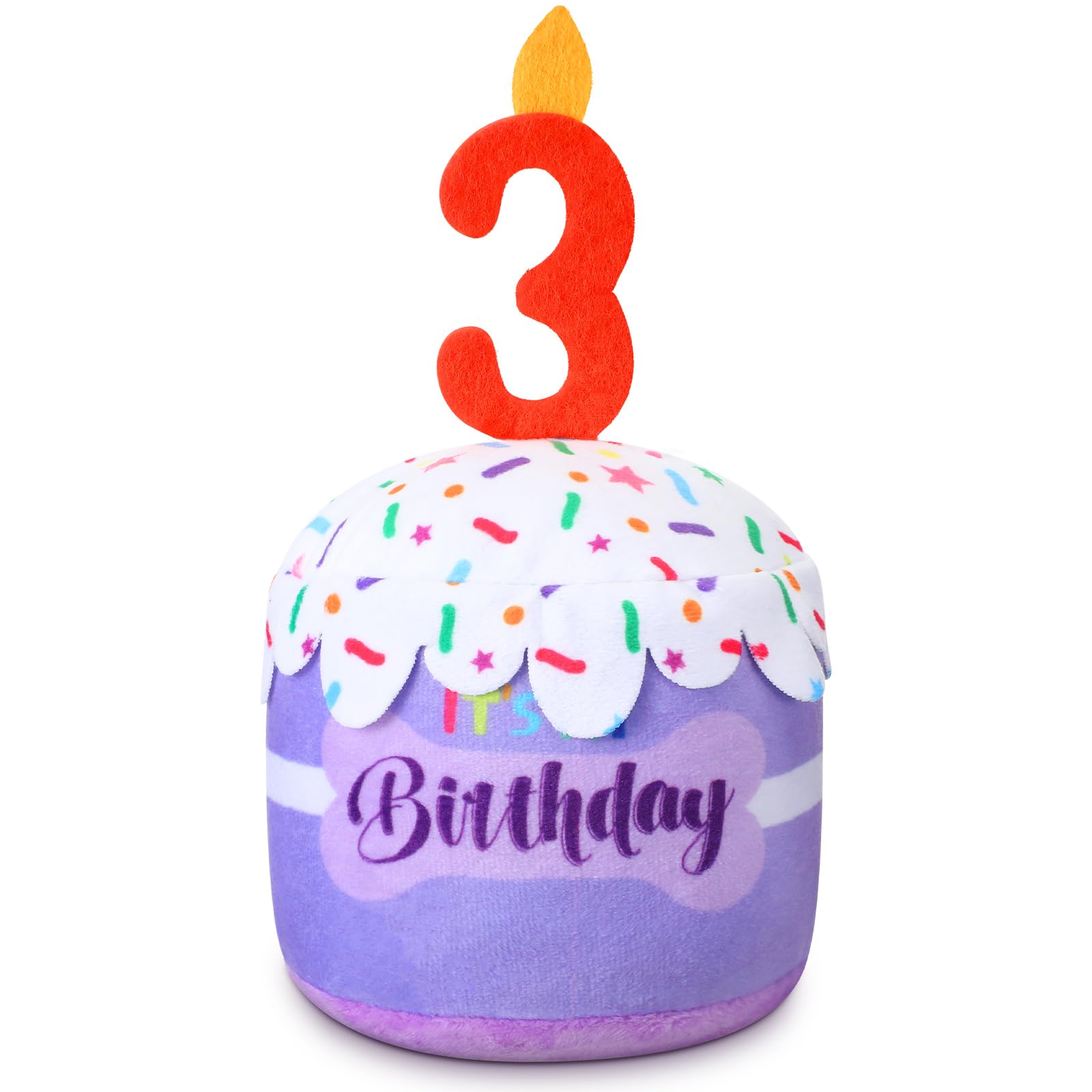 Dansydaisy gâteau anniversaire chien violet, jouet sifflant pour fête