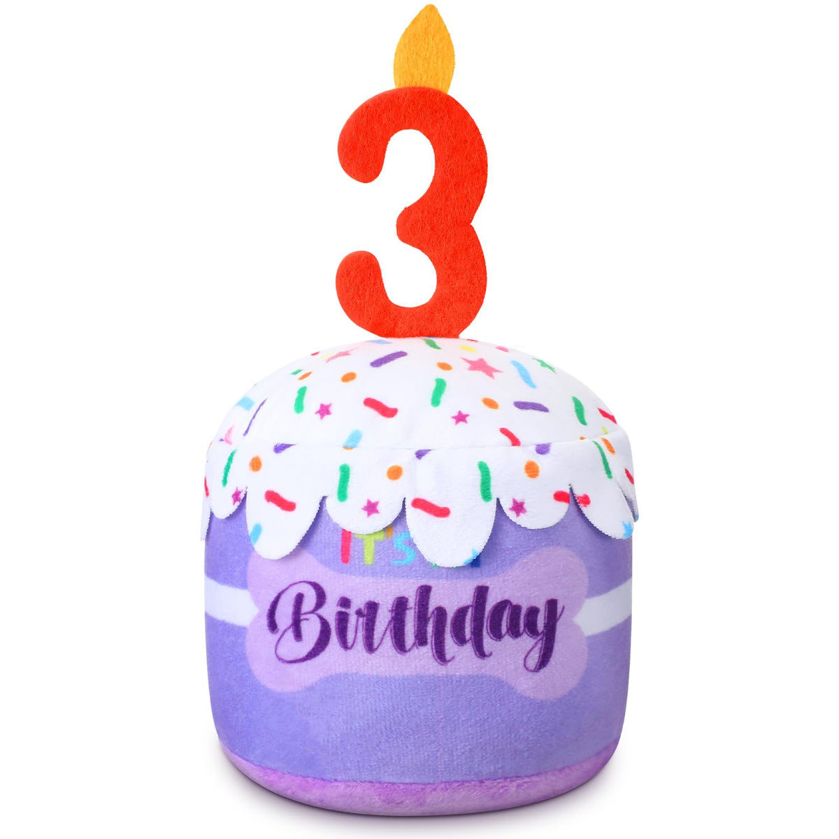 Dansydaisy gâteau anniversaire chien violet, jouet sifflant pour fête