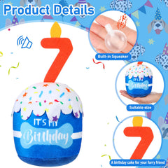 Dansydaisy jouet chien 7e anniversaire bleu, divertissement festif pour tous les chiens.