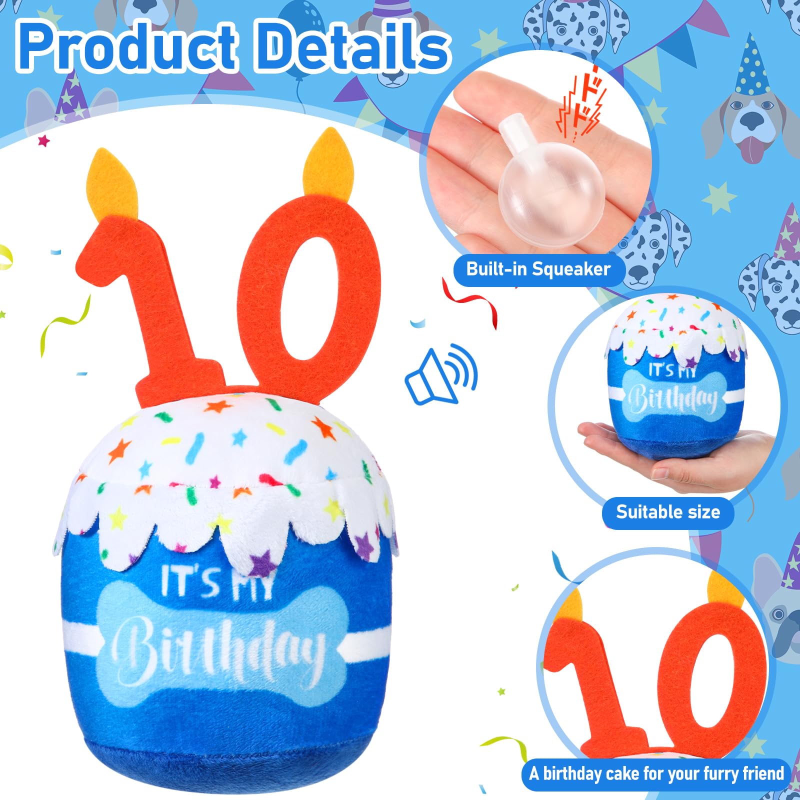 Peluche gateau Dansydaisy bleu, jouet durable pour jeux.