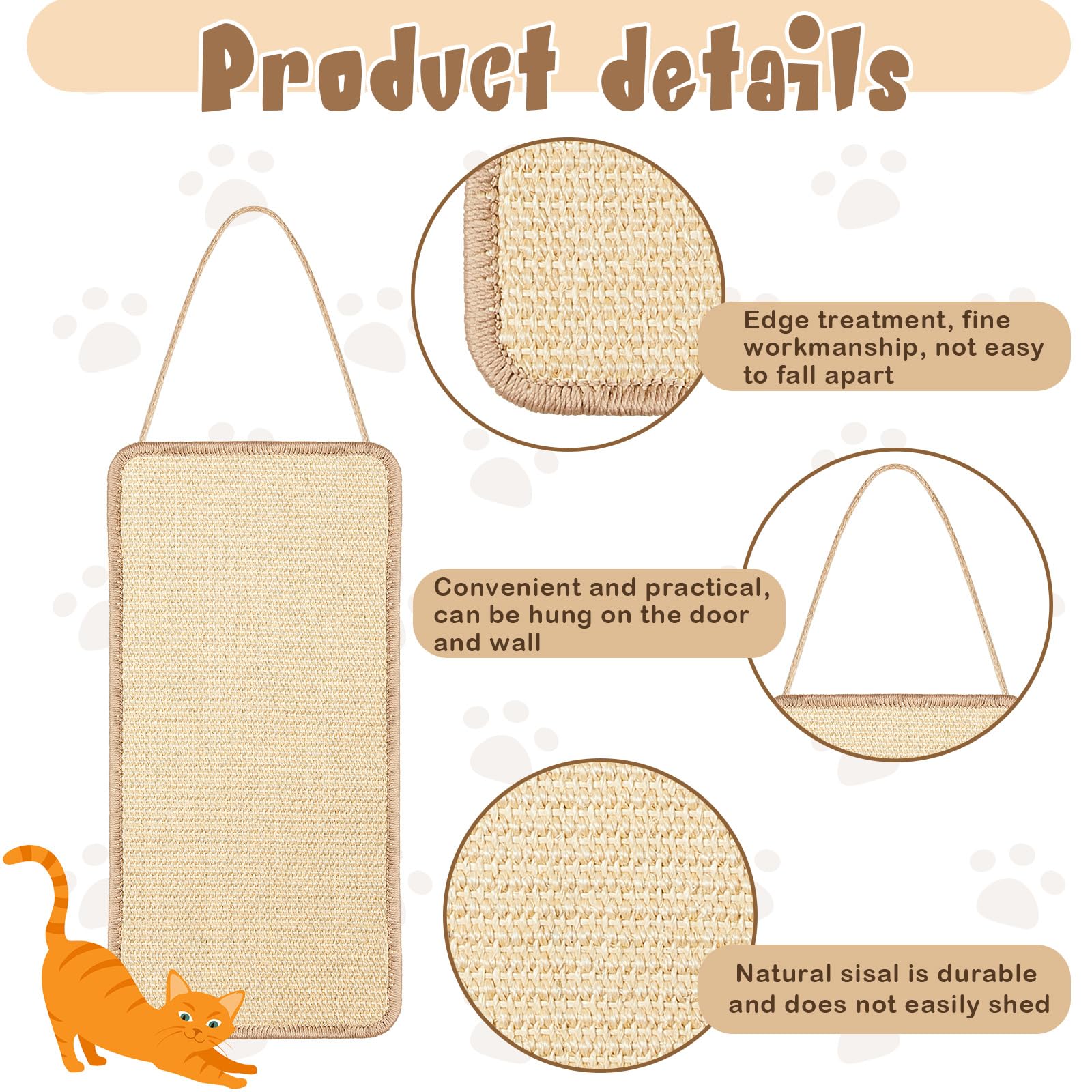 Dansydaisy tapis-grattoir sisal sol, confortable pour les chats et facile à nettoyer.