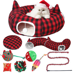 Dansydaisy tunnel chat noel douillet, espace cocooning pour chat.