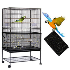 Daoeny cache-cage noir avec sequins étoiles et lune, pour cage élégante.